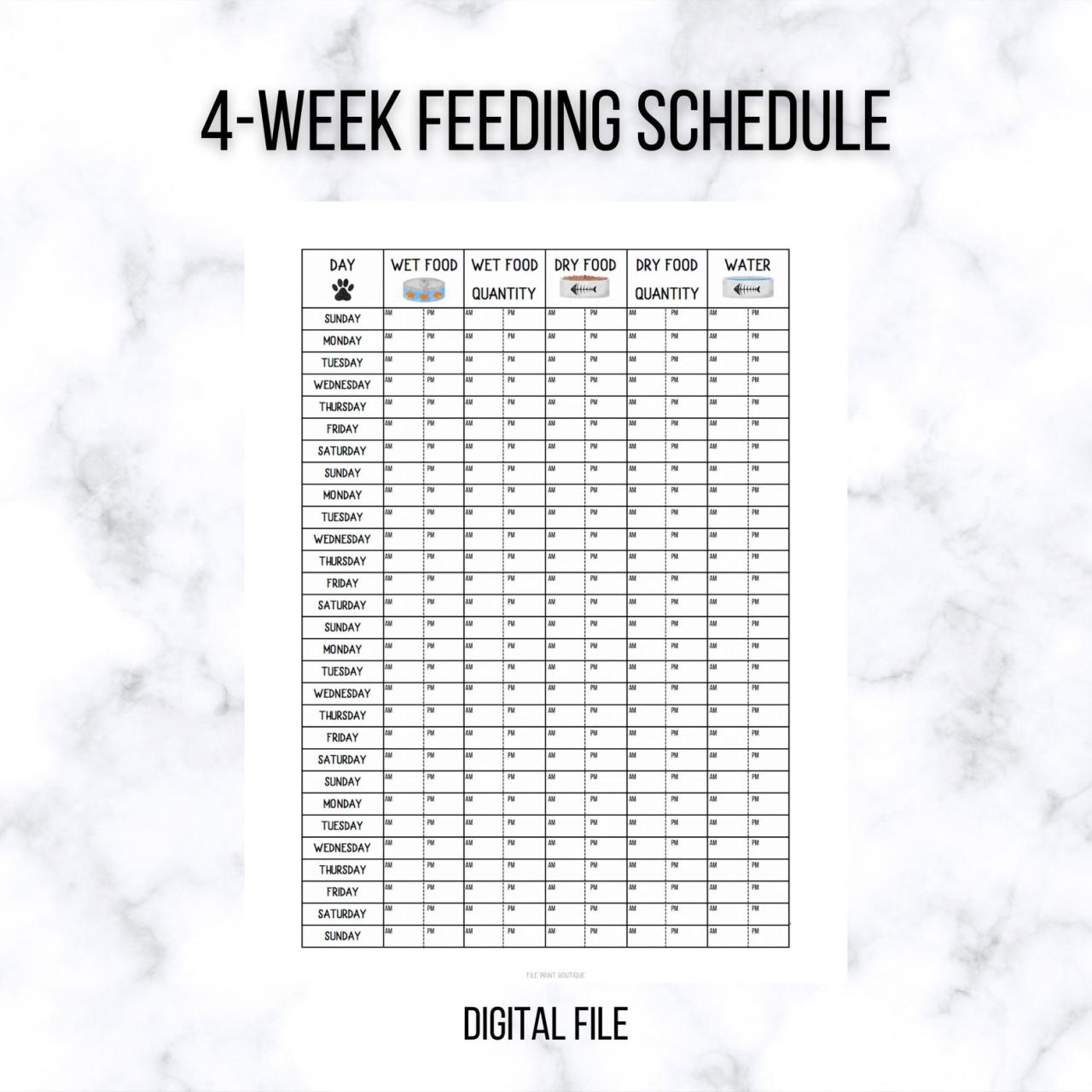 Cat Feeding Printable Schedule Tracker Digital Download Kitten Food ...